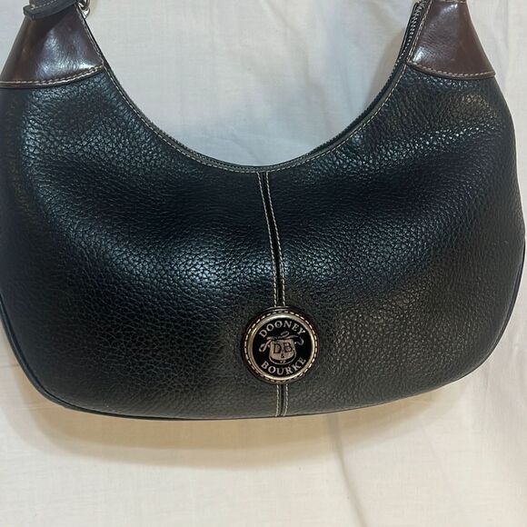 Dooney & Bourke Shoulder Vintage All Black Leather Hobo Bag - Picture 2 of 5